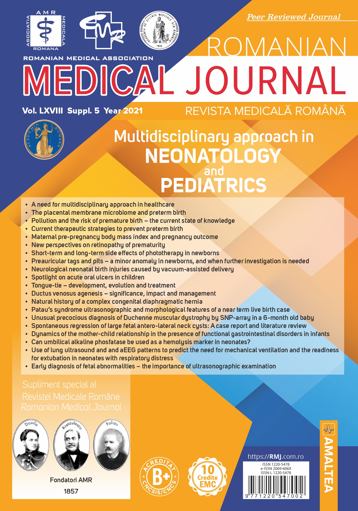 Romanian Medical Journal - REVISTA MEDICALA ROMANA, Vol. LXVIII, Suppl. 5, Year 2021