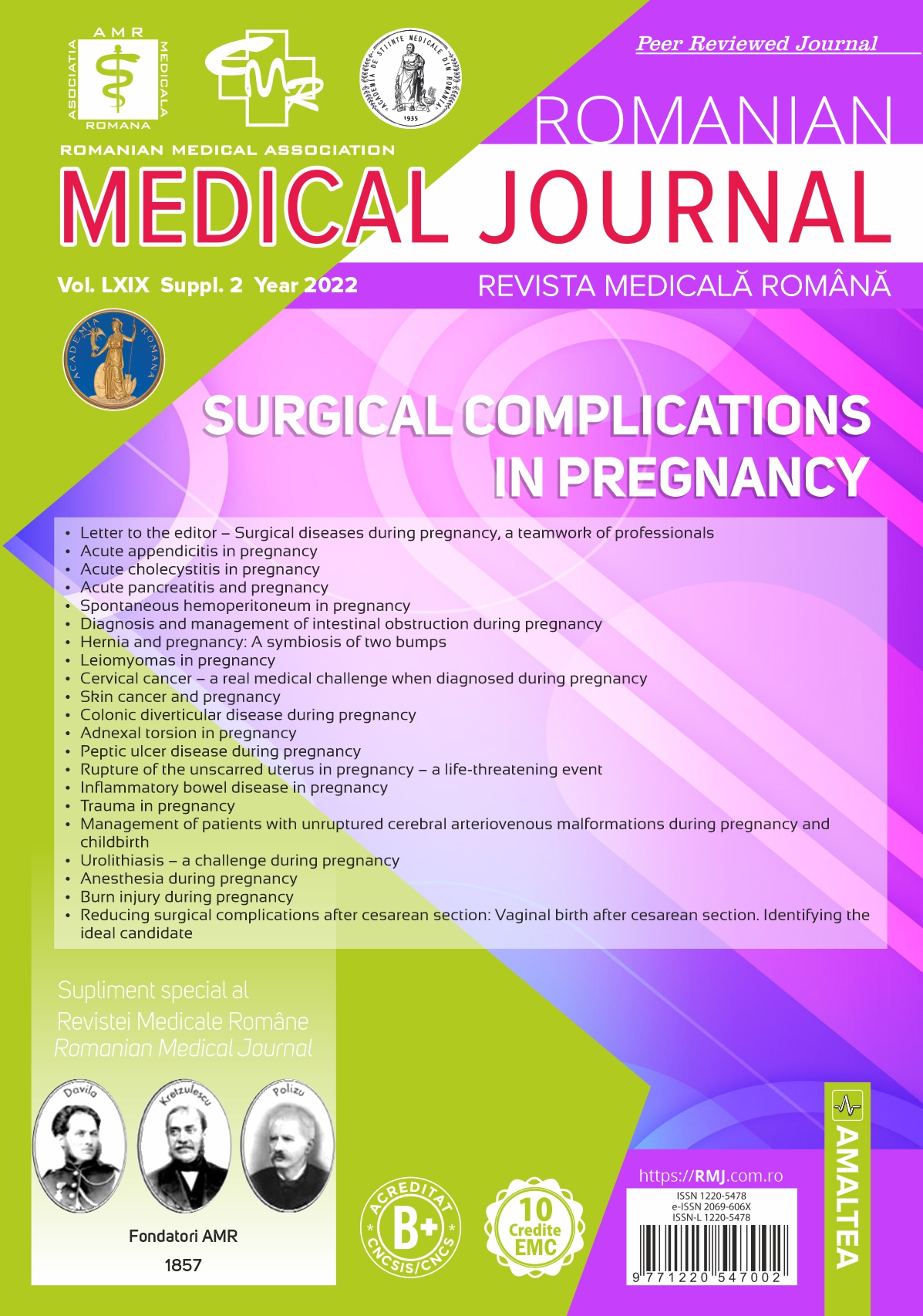 Romanian Medical Journal - REVISTA MEDICALA ROMANA, Vol. LXIX, Suppl. 2, Year 2022